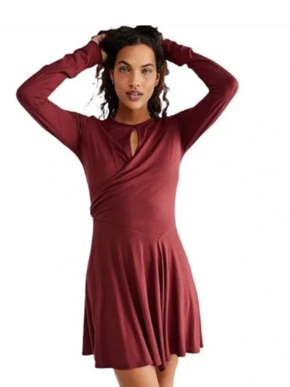 Free People Beach Vance Wrap Mini Dress in Wine Size Small NWT